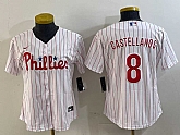 Women's Philadelphia Phillies #8 Nick Castellanos White Cool Base Jersey,baseball caps,new era cap wholesale,wholesale hats